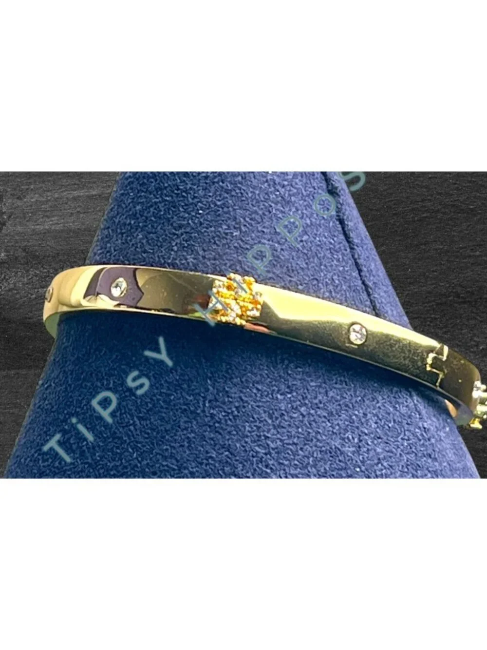 NEW! Beautiful Tory Burch Kira Gold Bangle with Crystal Accents 10168